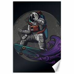 Illustration Astronaut Cosmonaut Paying Skateboard Sport Space With Astronaut Suit Canvas 24  X 36  by Vaneshart