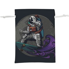 Illustration Astronaut Cosmonaut Paying Skateboard Sport Space With Astronaut Suit  Lightweight Drawstring Pouch (xl) by Vaneshart