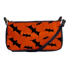 Halloween Card With Bats Flying Pattern Shoulder Clutch Bag by Vaneshart