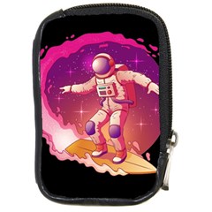 Astronaut Spacesuit Standing Surfboard Surfing Milky Way Stars Compact Camera Leather Case by Vaneshart