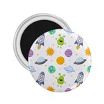 Seamless Pattern Cartoon Space Planets Isolated White Background 2.25  Magnets