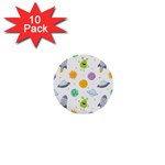 Seamless Pattern Cartoon Space Planets Isolated White Background 1  Mini Buttons (10 pack) 