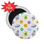 Seamless Pattern Cartoon Space Planets Isolated White Background 2.25  Magnets (10 pack) 