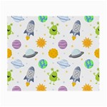 Seamless Pattern Cartoon Space Planets Isolated White Background Small Glasses Cloth