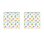 Seamless Pattern Cartoon Space Planets Isolated White Background Cufflinks (Square)