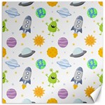 Seamless Pattern Cartoon Space Planets Isolated White Background Canvas 16  x 16 