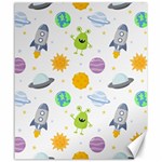 Seamless Pattern Cartoon Space Planets Isolated White Background Canvas 20  x 24 