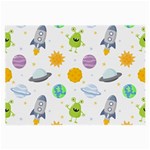 Seamless Pattern Cartoon Space Planets Isolated White Background Large Glasses Cloth