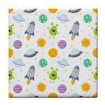 Seamless Pattern Cartoon Space Planets Isolated White Background Face Towel