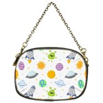 Seamless Pattern Cartoon Space Planets Isolated White Background Chain Purse (One Side)