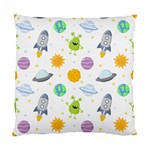 Seamless Pattern Cartoon Space Planets Isolated White Background Standard Cushion Case (Two Sides)