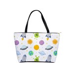 Seamless Pattern Cartoon Space Planets Isolated White Background Classic Shoulder Handbag