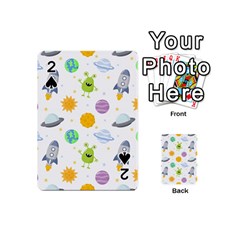 Seamless Pattern Cartoon Space Planets Isolated White Background Playing Cards 54 Designs (mini) by Vaneshart