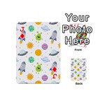 Seamless Pattern Cartoon Space Planets Isolated White Background Playing Cards 54 Designs (Mini) Front - DiamondJ