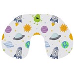 Seamless Pattern Cartoon Space Planets Isolated White Background Travel Neck Pillow