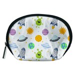 Seamless Pattern Cartoon Space Planets Isolated White Background Accessory Pouch (Medium)