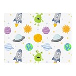 Seamless Pattern Cartoon Space Planets Isolated White Background Double Sided Flano Blanket (Mini) 