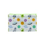 Seamless Pattern Cartoon Space Planets Isolated White Background Cosmetic Bag (XS)