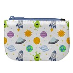 Seamless Pattern Cartoon Space Planets Isolated White Background Large Coin Purse