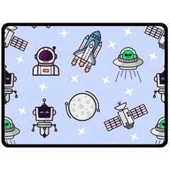 Seamless Pattern With Space Theme Double Sided Fleece Blanket (large)  by Vaneshart