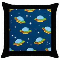Seamless Pattern Ufo With Star Space Galaxy Background Throw Pillow Case (black) by Vaneshart