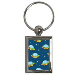 Seamless Pattern Ufo With Star Space Galaxy Background Key Chain (rectangle) by Vaneshart