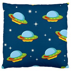 Seamless Pattern Ufo With Star Space Galaxy Background Large Cushion Case (two Sides) by Vaneshart