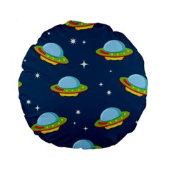Seamless Pattern Ufo With Star Space Galaxy Background Standard 15  Premium Flano Round Cushions by Vaneshart