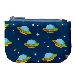 Seamless Pattern Ufo With Star Space Galaxy Background Large Coin Purse by Vaneshart