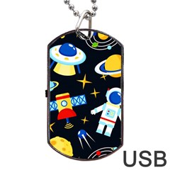 Space Seamless Pattern Dog Tag Usb Flash (one Side)