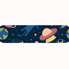 Seamless Pattern With Funny Aliens Cat Galaxy Large Bar Mats by Vaneshart