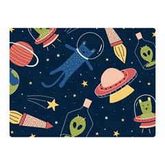 Seamless Pattern With Funny Aliens Cat Galaxy Double Sided Flano Blanket (mini)  by Vaneshart