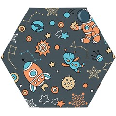 Space Seamless Pattern Wooden Puzzle Hexagon by Vaneshart