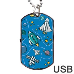 About Space Seamless Pattern Dog Tag Usb Flash (two Sides)