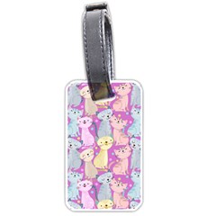Colorful Cute Cat Seamless Pattern Purple Background Luggage Tag (one Side) by Vaneshart