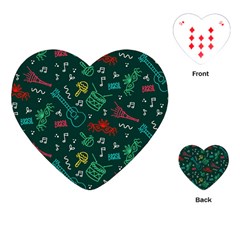 Guitars Musical Notes Seamless Carnival Pattern Playing Cards Single Design (heart) by Vaneshart