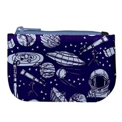 Space Sketch Seamless Pattern Large Coin Purse by Vaneshart