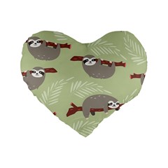 Sloths Pattern Design Standard 16  Premium Flano Heart Shape Cushions by Vaneshart