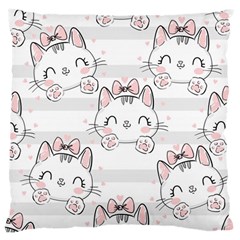 Cat With Bow Pattern Large Cushion Case (one Side) by Vaneshart