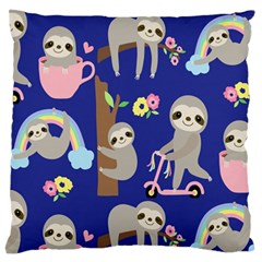 Hand Drawn Cute Sloth Pattern Background Standard Flano Cushion Case (one Side) by Vaneshart