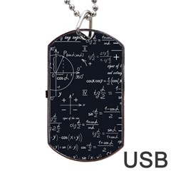 Mathematical Seamless Pattern With Geometric Shapes Formulas Dog Tag Usb Flash (two Sides)