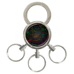 Mathematical Colorful Formulas Drawn By Hand Black Chalkboard 3-ring Key Chain by Vaneshart