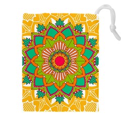 Mandala Patterns Yellow Drawstring Pouch (4xl) by Vaneshart