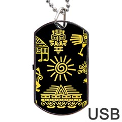 Maya Style Gold Linear Totem Icons Dog Tag Usb Flash (two Sides)