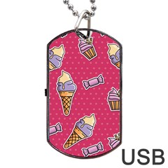 Seamless Pattern Patches With Ice Cream Dog Tag Usb Flash (two Sides)