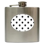 Black And White Tropical Print Pattern Hip Flask (6 oz)