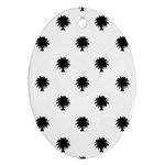Black And White Tropical Print Pattern Oval Ornament (Two Sides)