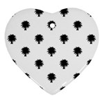 Black And White Tropical Print Pattern Heart Ornament (Two Sides)