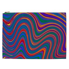 Gay Pride Rainbow Wavy Thin Layered Stripes Cosmetic Bag (xxl) by VernenInk