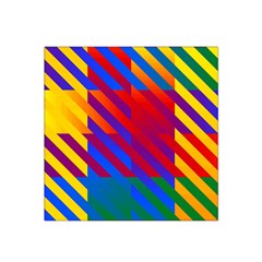Gay Pride Rainbow Diagonal Striped Checkered Squares Satin Bandana Scarf by VernenInk